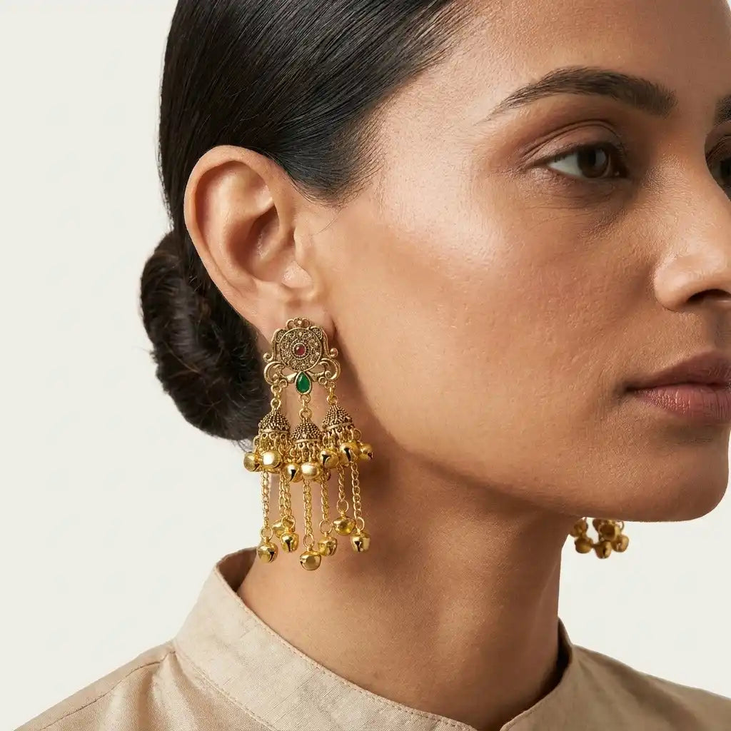 Traditional Antique-Style Jhumka Earrings