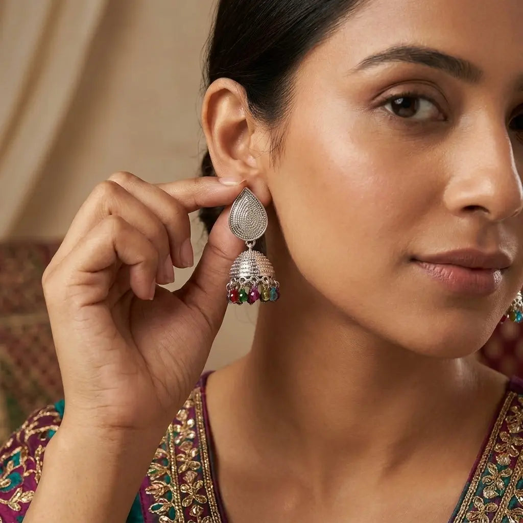 Multi-Bead Jhumka Earrings