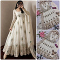 Women's Off-White Peacock Motif Anarkali Kurta Set