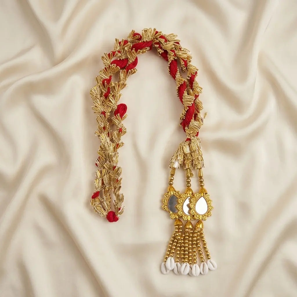 Red & Gold Color Punjabi Paranda Hair Accessory in Qatar