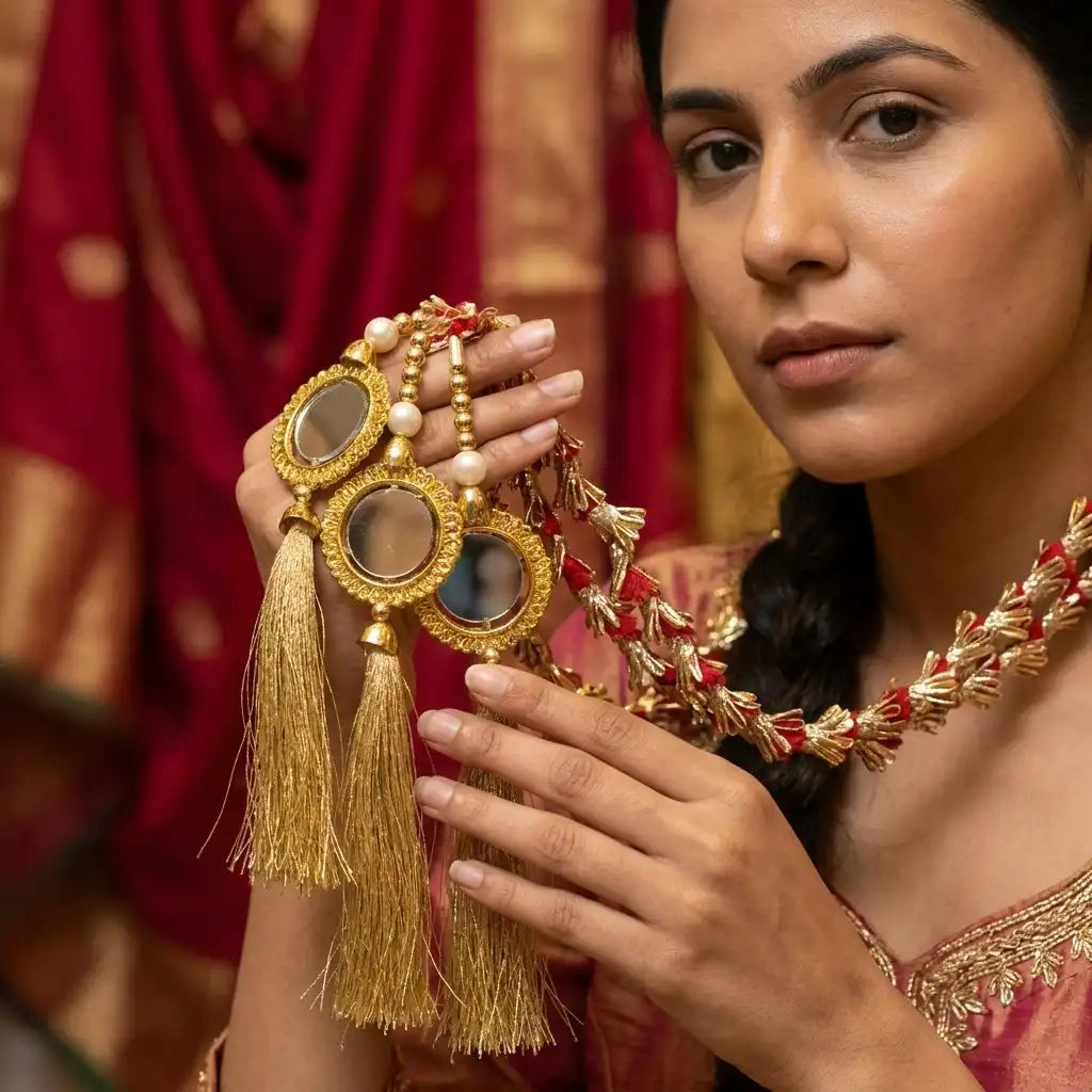 Red & Gold Color Traditional Paranda Hair Accessory in Qatar