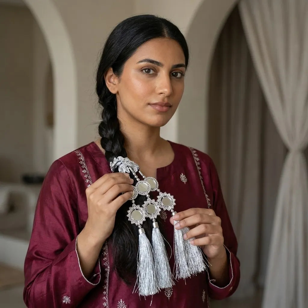 Silver Colour Paranda Hair Accessory in Qatar