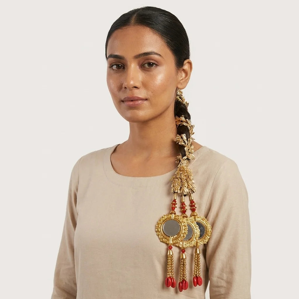 Traditional Mirror Work Paranda Hair Accessory – Qatar