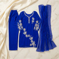 Pakistani Georgette Kurthi Set with Silver Floral Appliqué - Size 40