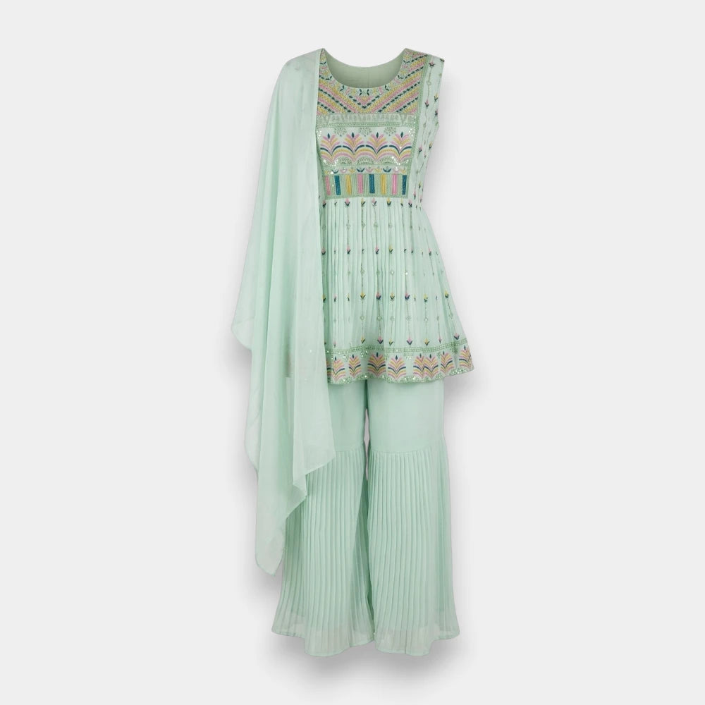 Gharara Kurti Chiffon 3-Piece Set – Size XL
