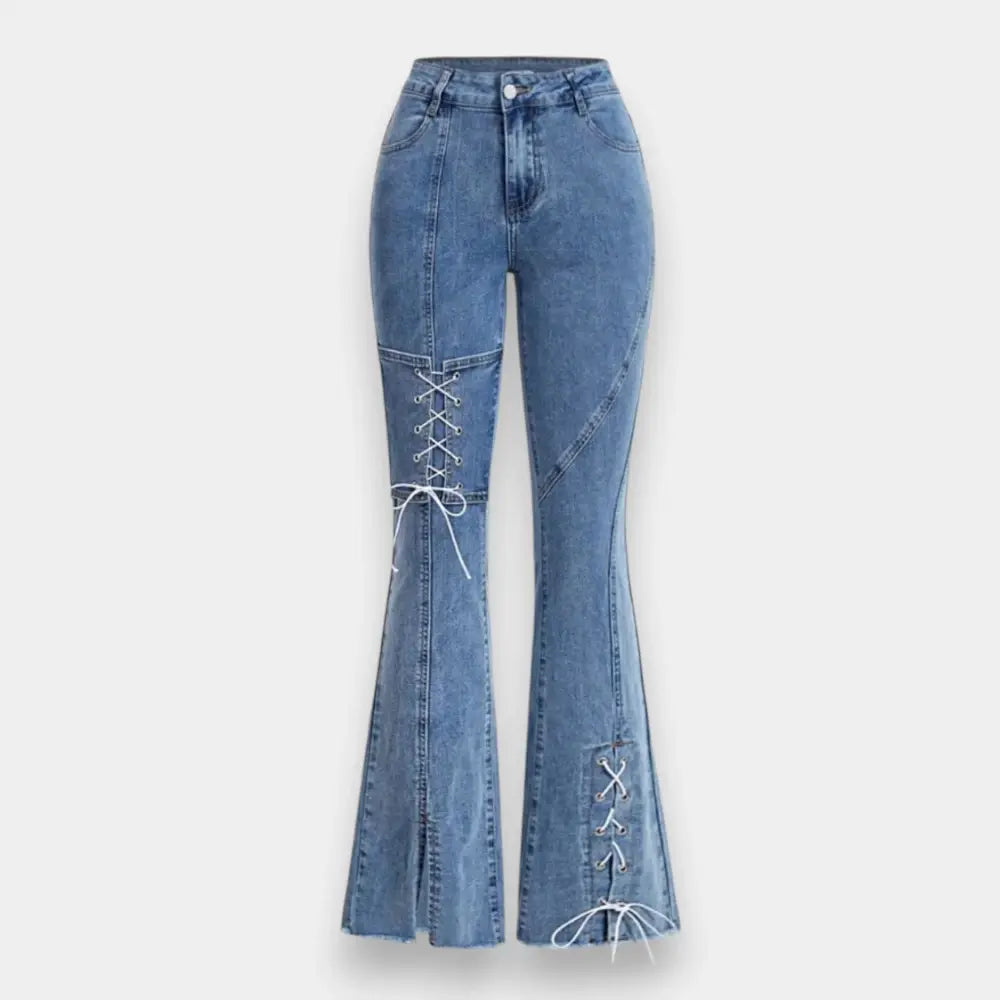 Women's Slim Fit Denim Jeans with Tie & Slit Design - Size 30