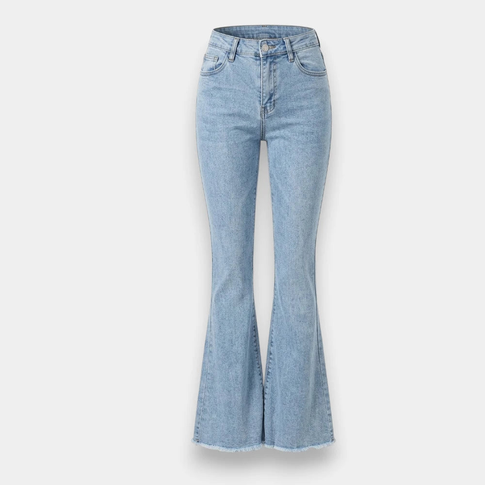 Women's Western Style Stretchy Flare Leg Jeans with Pockets