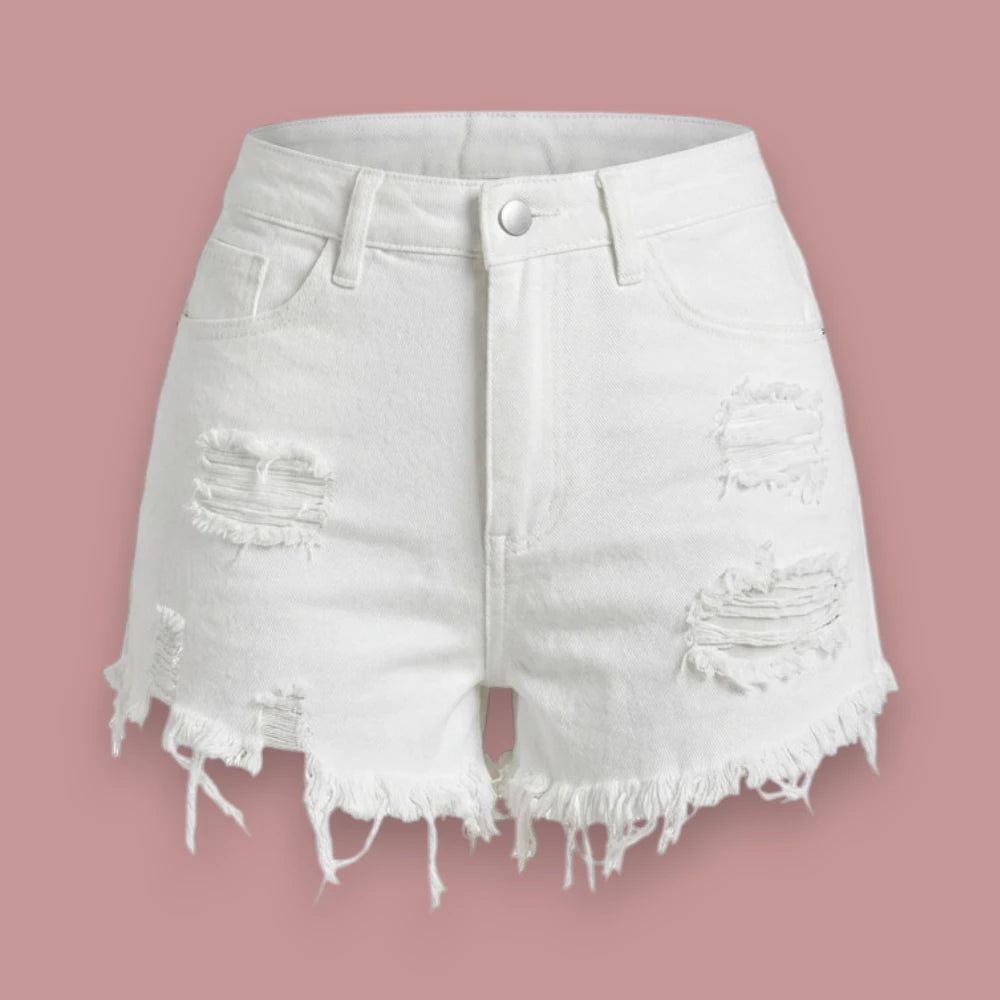 Women's Ripped Denim Shorts – Casual Summer Jean Shorts