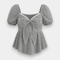 Bow Tie Neckline Waist-Flattering Blouse – Casual Everyday Top for Women