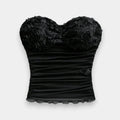 Women's 3D Rose Ruched Bandeau Crop Tube Top