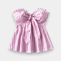 Women's Striped Bandeau Crop Top – Casual & Vacation Ready