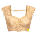 Golden Designer Blouse with Pearl Detailing