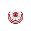 Red & White Crystal Sun & Moon Saree Pin