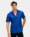 Half Sleeve Luxurious Silk Shirt Color - Blue