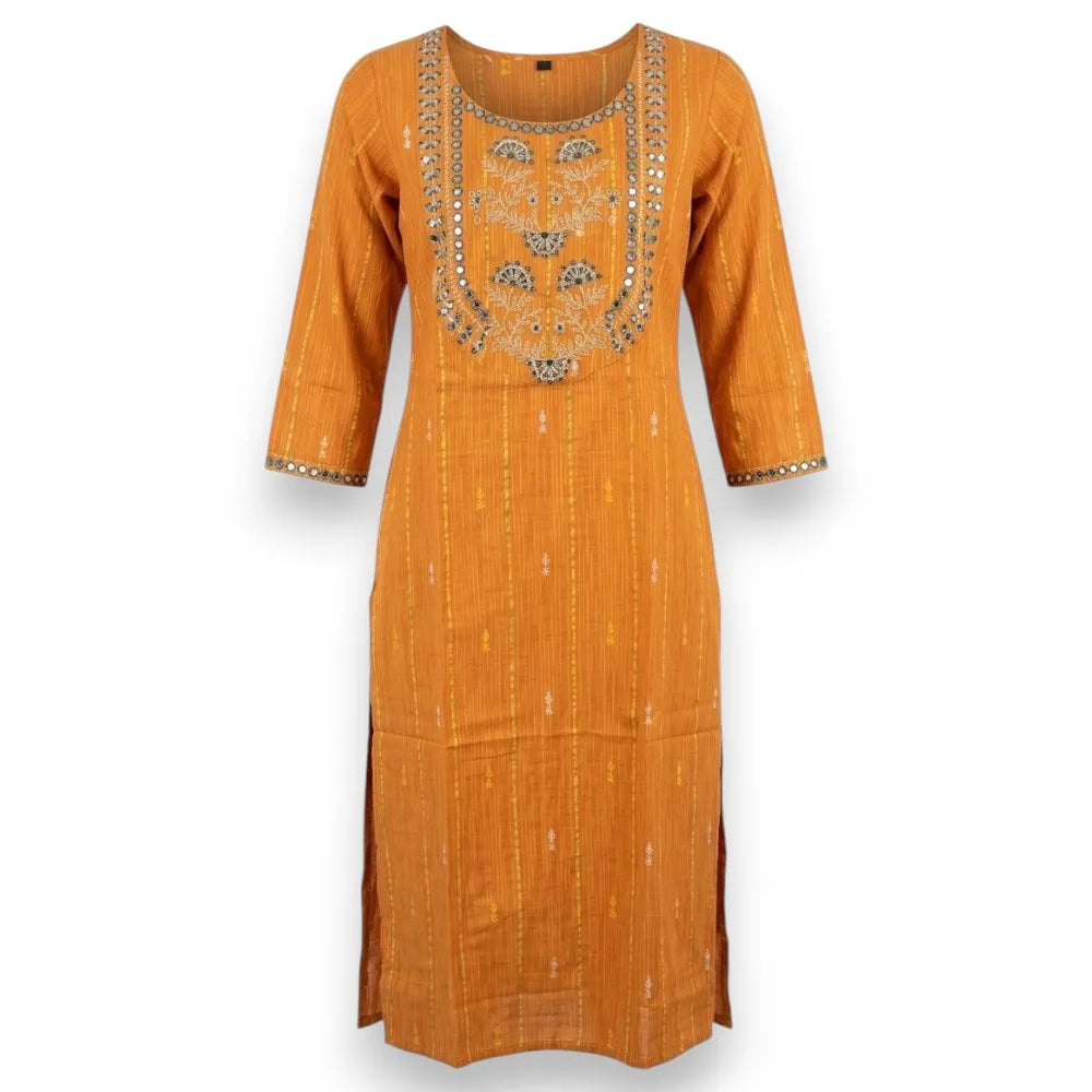 Mustard Yellow Cotton Kurthi Top - Size 40