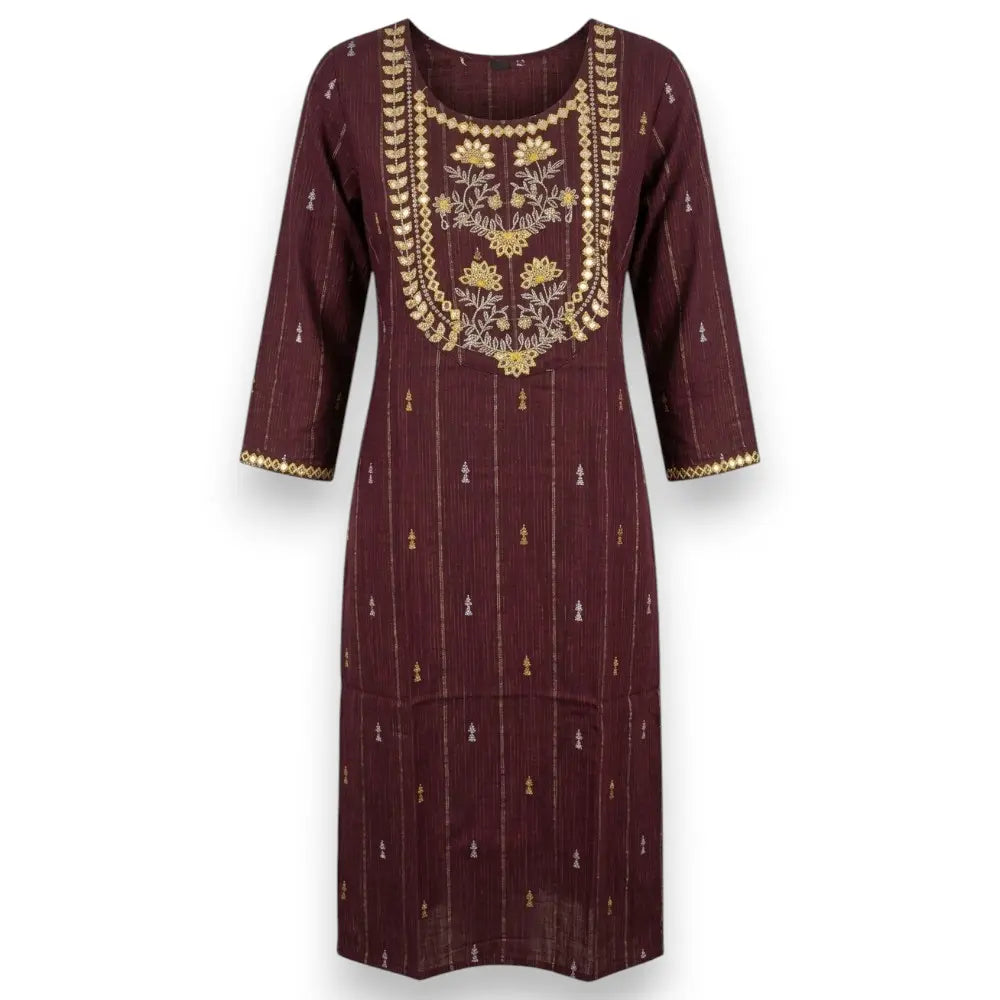 Burgundy Cotton Fabric Kurti Top - Size 40