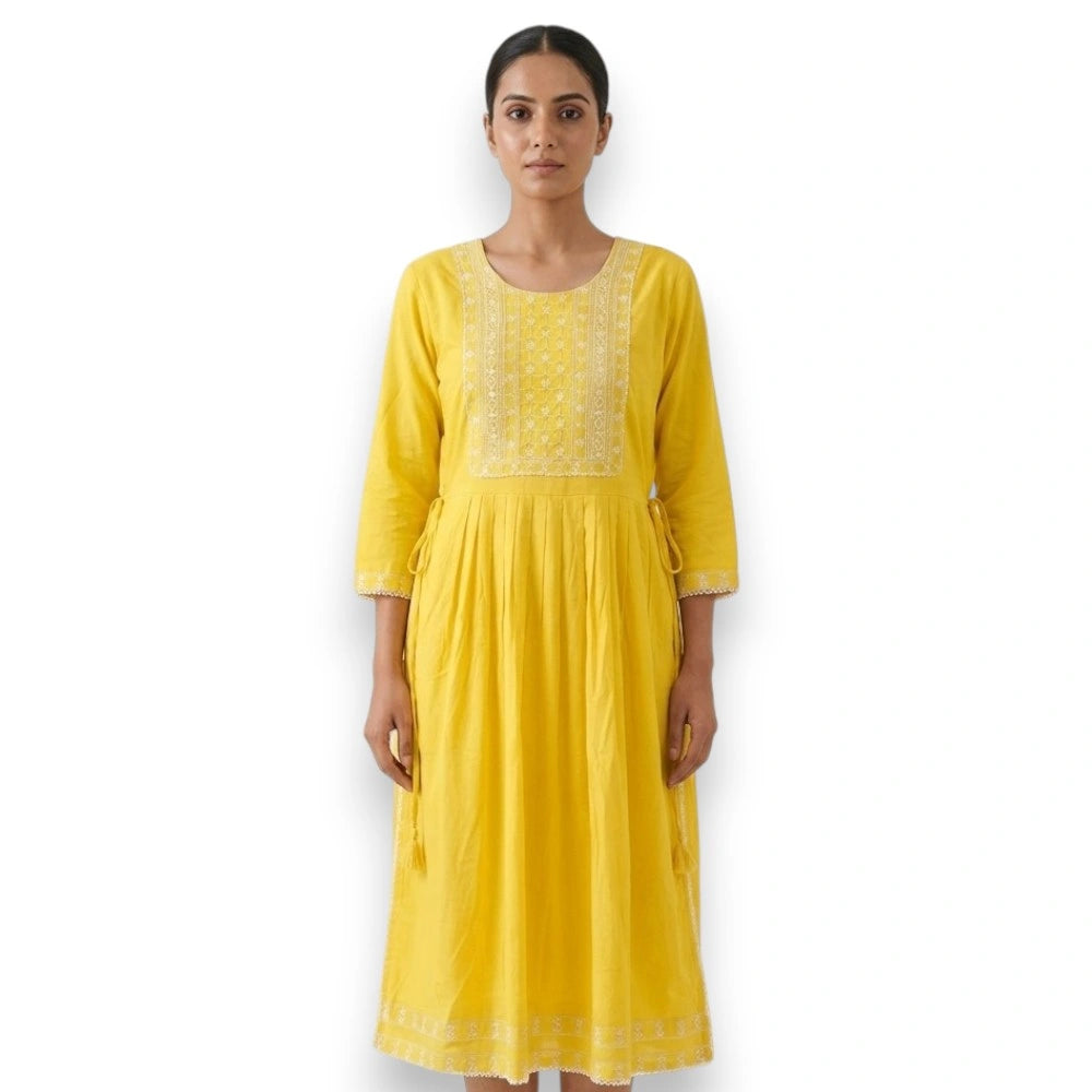 Yellow Cotton Fabric Kurti Top - Size 38