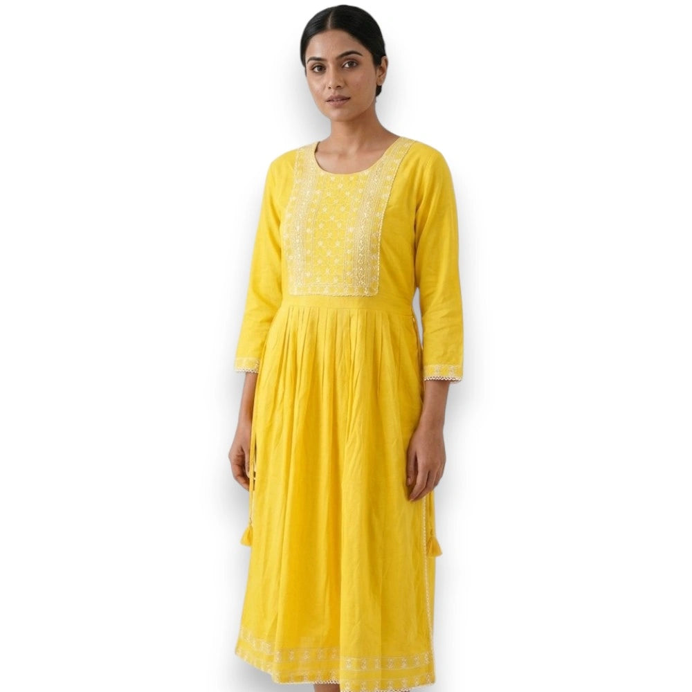 Yellow Cotton Fabric Kurti Top - Size 38