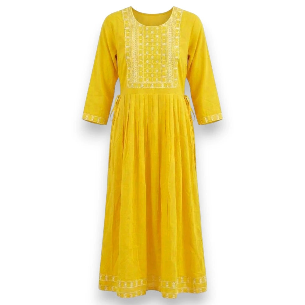 Yellow Cotton Fabric Kurti Top - Size 38