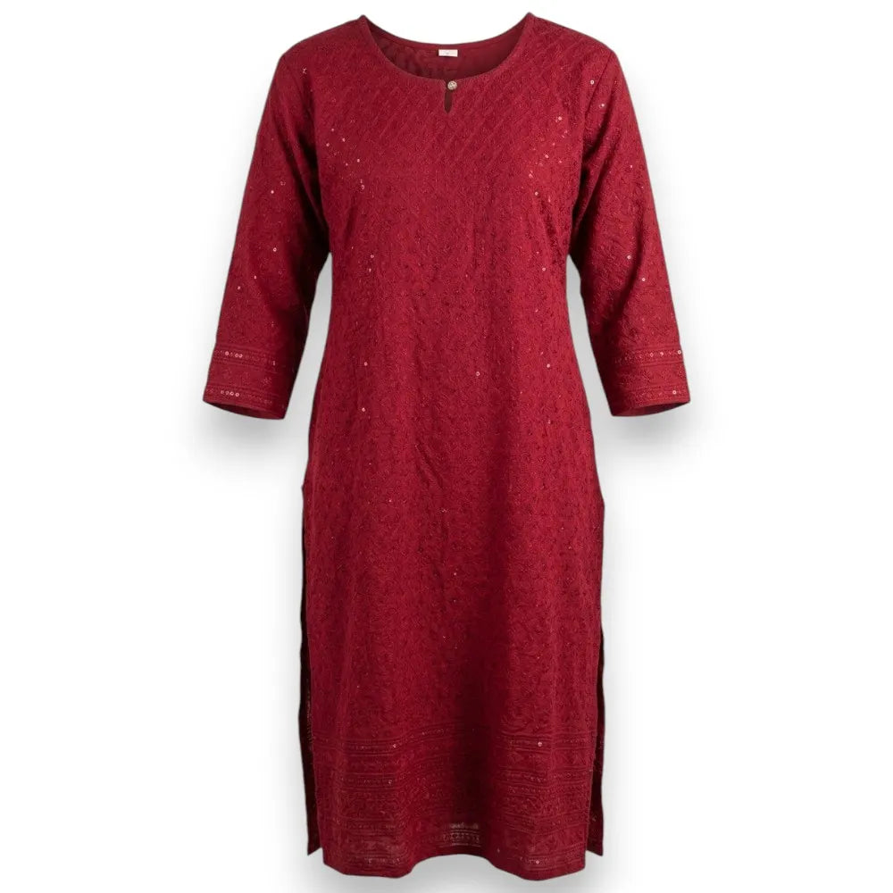 Chikankari Cotton Kurthi Top - Size 42