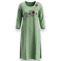 Green Floral Embroidered Kurthi Top - Size 36