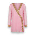 Short Pink Kurti with Gold Lace Border