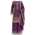 Violet Pakistani Heavy Work 3-Piece Kurthi Set