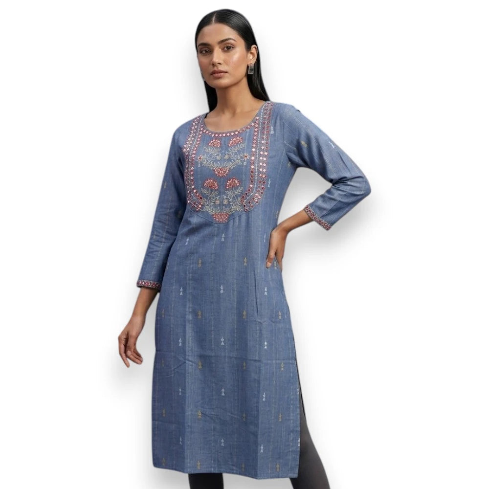 Round Neck Cotton Kurti Top - Size 38