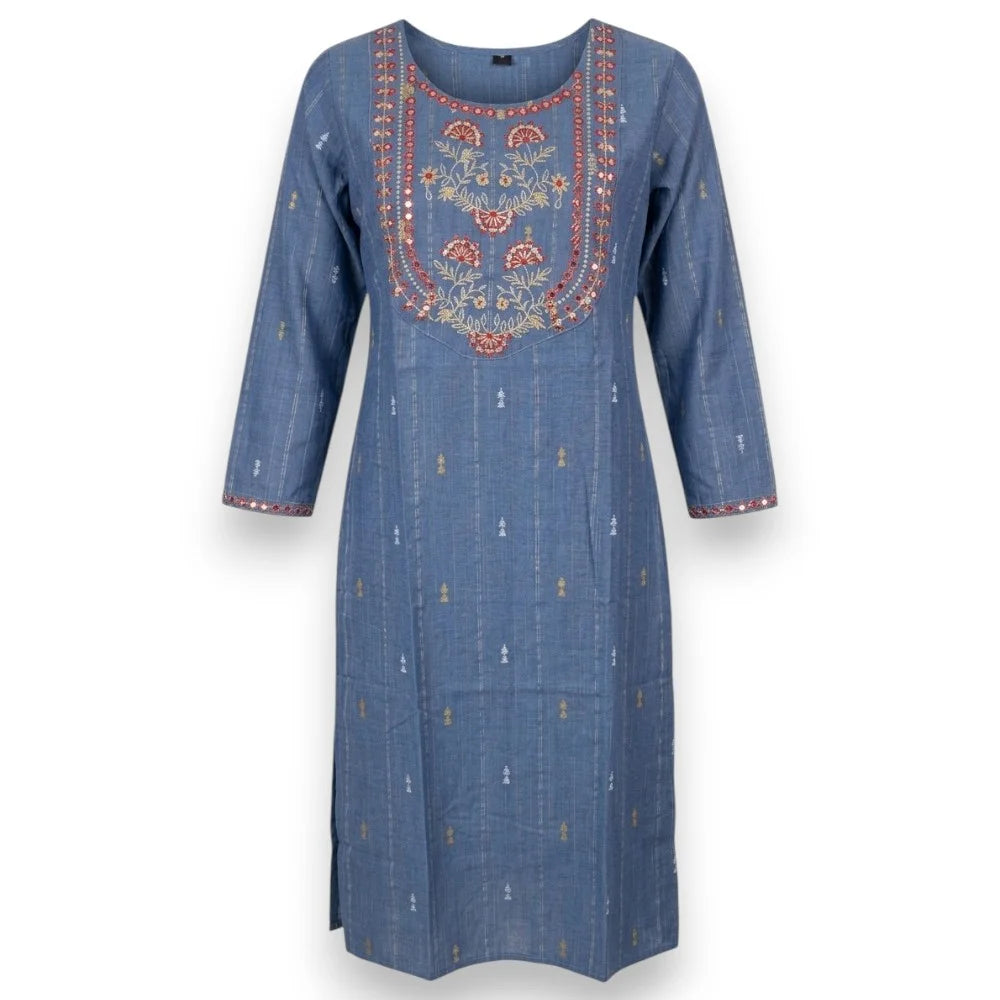 Round Neck Cotton Kurti Top - Size 38