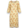 Yellow Floral Printed Cotton Kurthi Top - Size 42