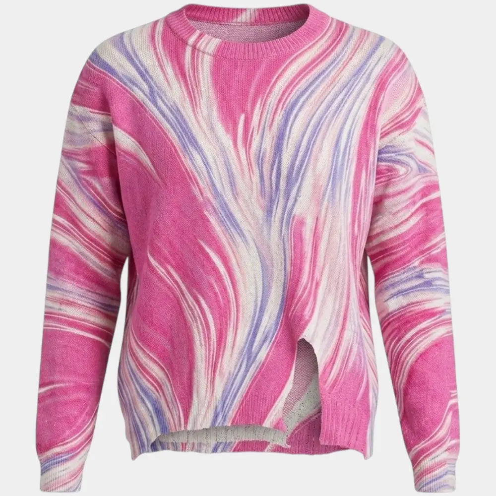Marble Print Cut-Out Pullover T-Shirt | S–L