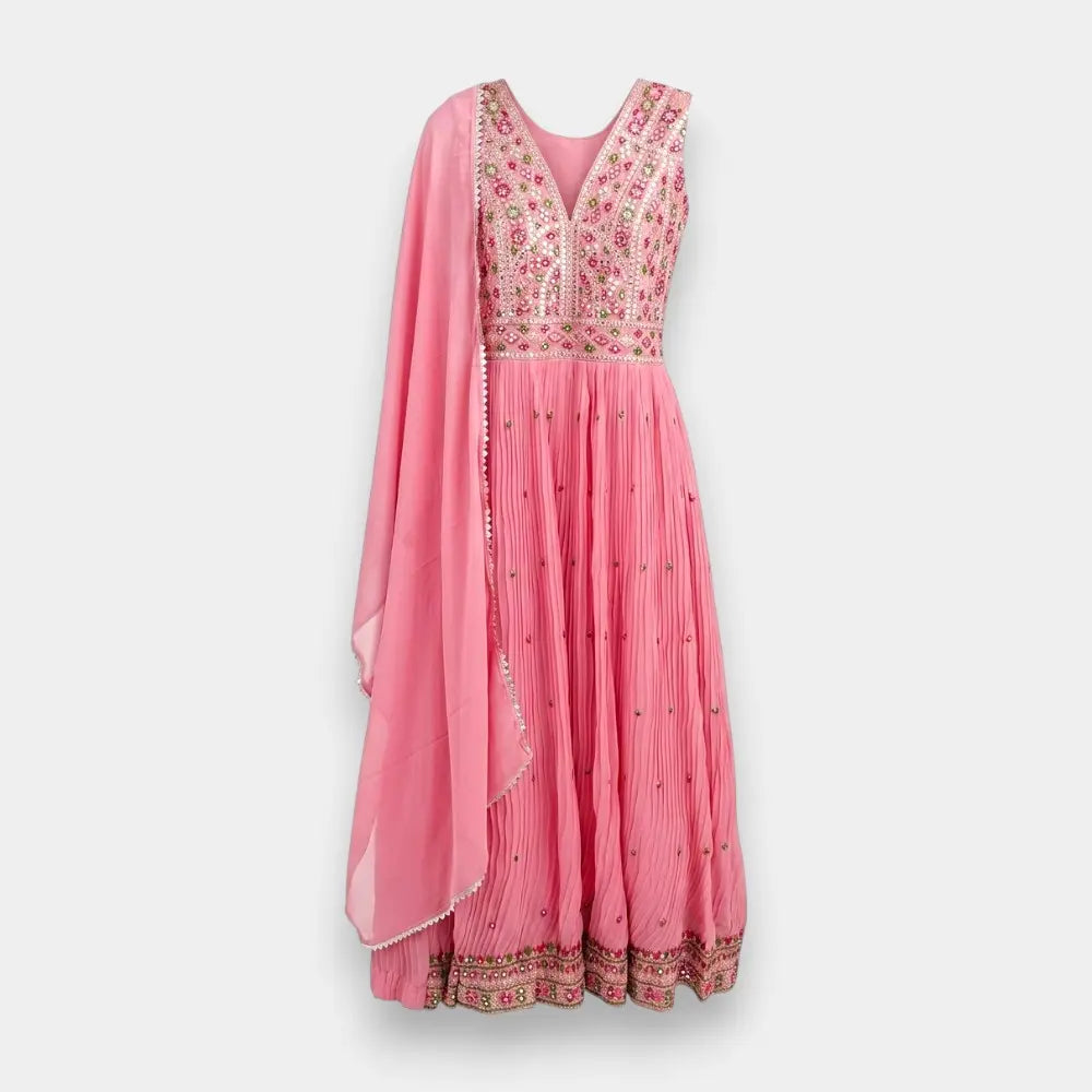 Georgette Sleeveless Gown with Shawl – Size M