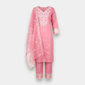 Cotton Kurta Set with Organza Shawl – Size XL