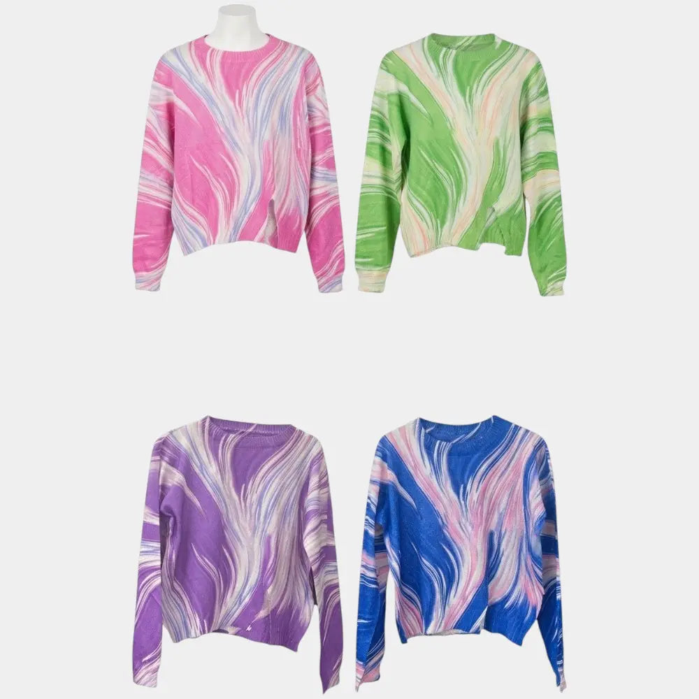 Marble Print Cut-Out Pullover T-Shirt | S–L