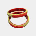 Red & Gold Stone Studded Bangles 2 Pcs Set – Size 2-4 & 2-6
