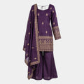 90s Wine Purple Kurti Set with Palazzo and Dupatta - Size L