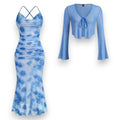 Baby Blue Dress and Matching Shrug Set