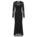 Black Sheer Back Mesh Long Dress - Size XS To L