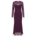 Purple Sheer Back Mesh Long Dress in Qatar - Size XS To L