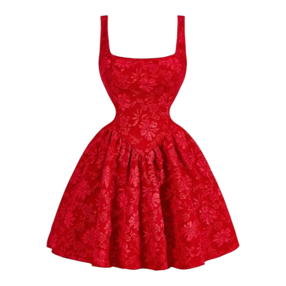 Floral Square Neck Mini Dress