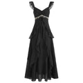 Elegance Noir Layered Chiffon One-Piece Dress