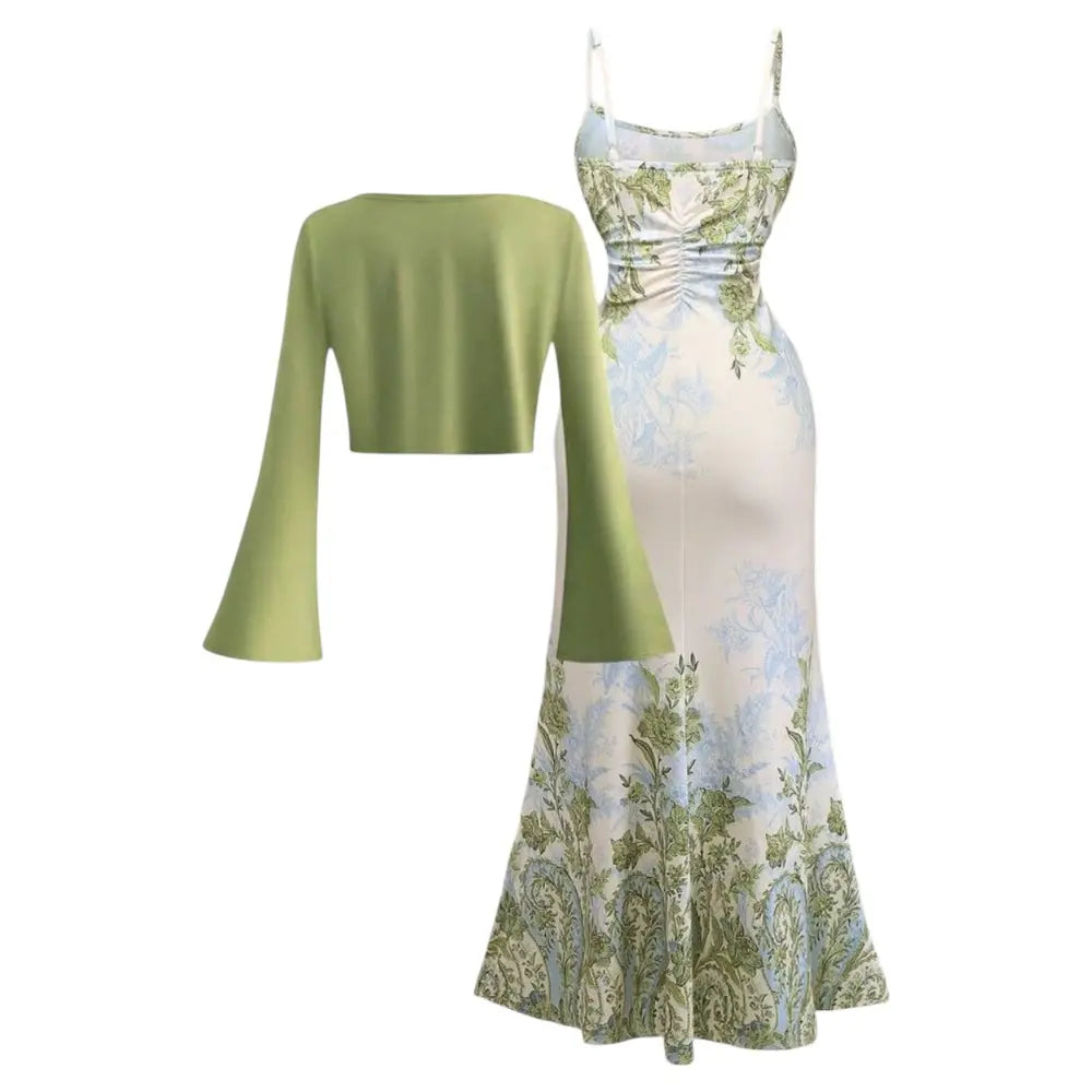 Floral Bodycon Dress and Shrug Set
