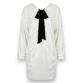 Elegant White Sequin Dress with Black Bow – Size 2XL to 3XL
