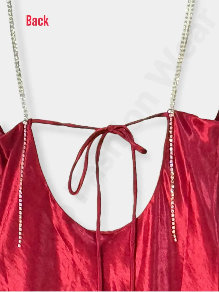 Stone Chain Shoulder Maxi Dress Silk - Party Wear Dress