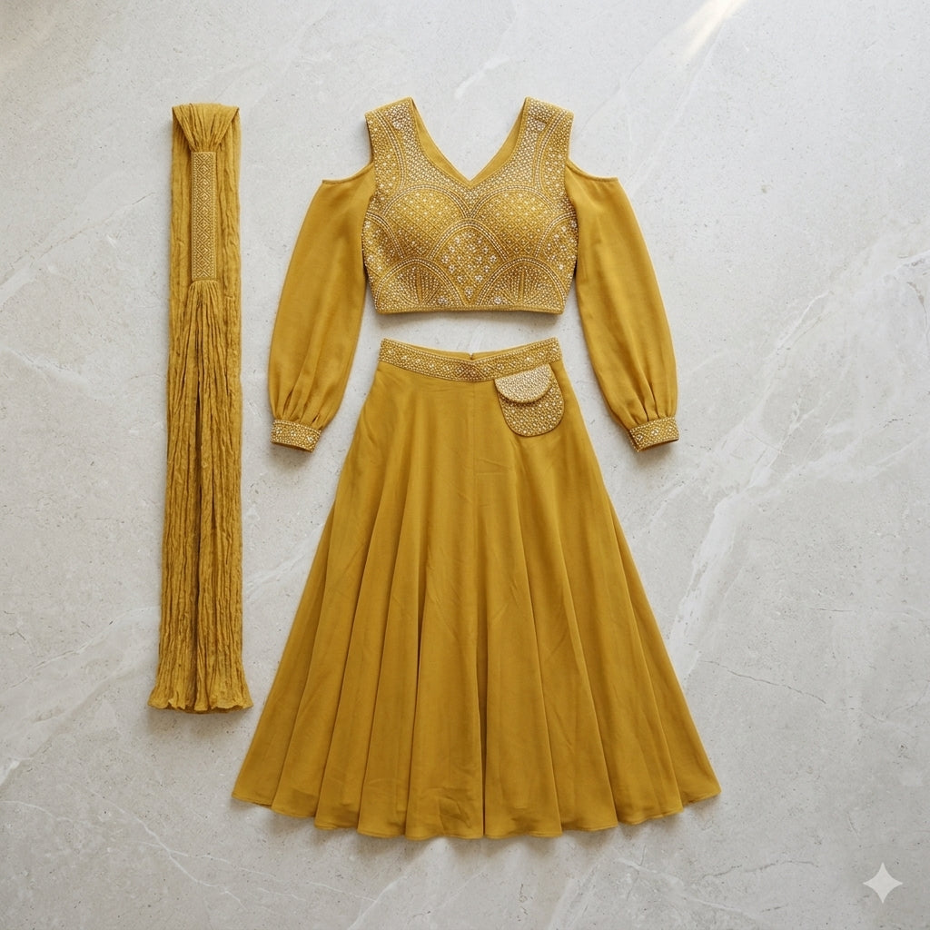 Sharara Set with Blouse & Kurta - S To M