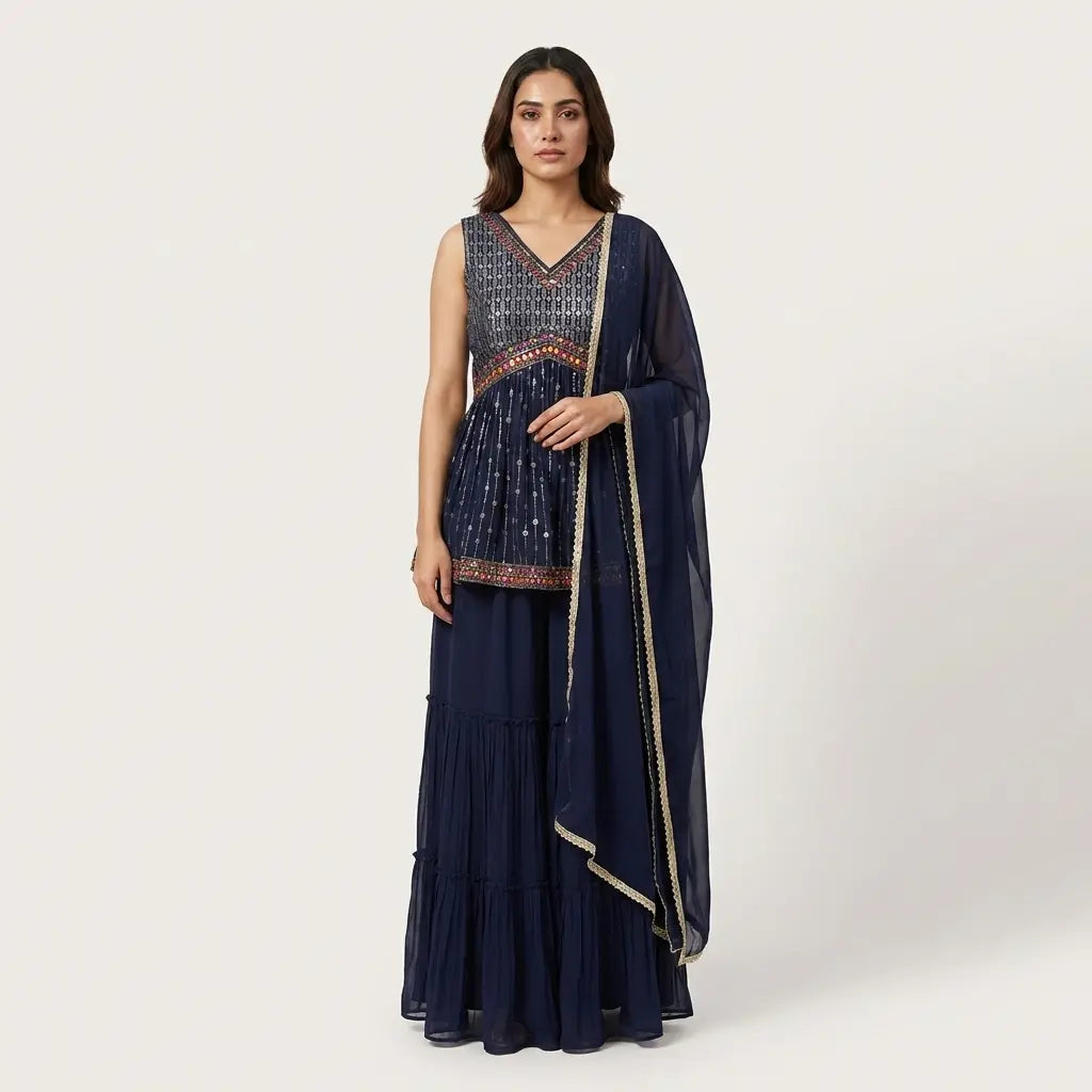 Sharara Set for Party Wear – Ladies Ethnic Kurta- Size L To XL