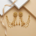 Bahubali Gold Pearl Chain Earrings