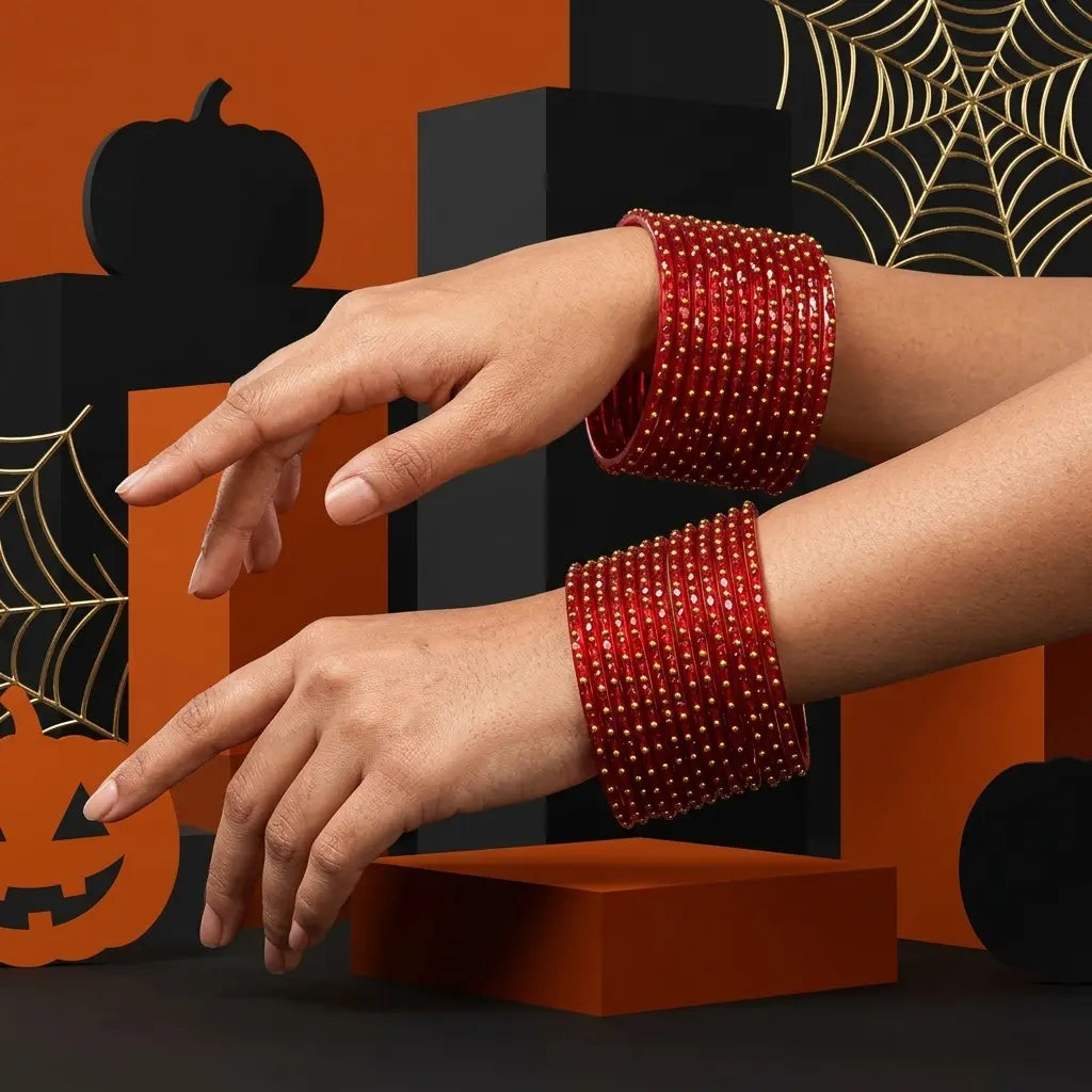 Crimson Studded Chura Set