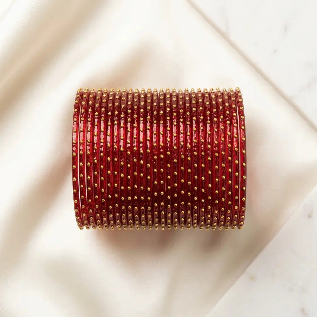 Crimson Studded Chura Set
