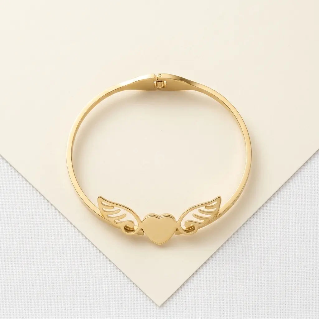 Winged Heart Stainless Steel Bracelet